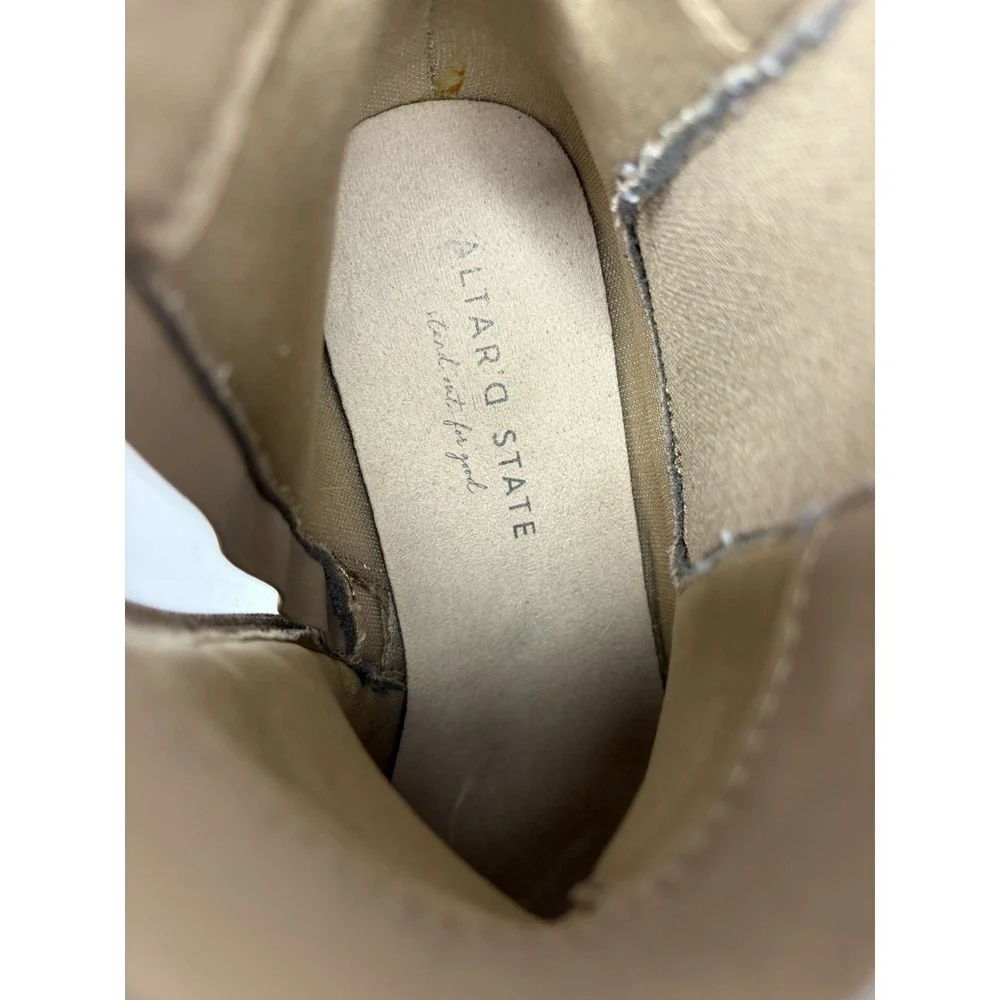 Altar'd State Sonata Platform Ankle Booties Block Heel Light Brown Taupe Sz 7.5